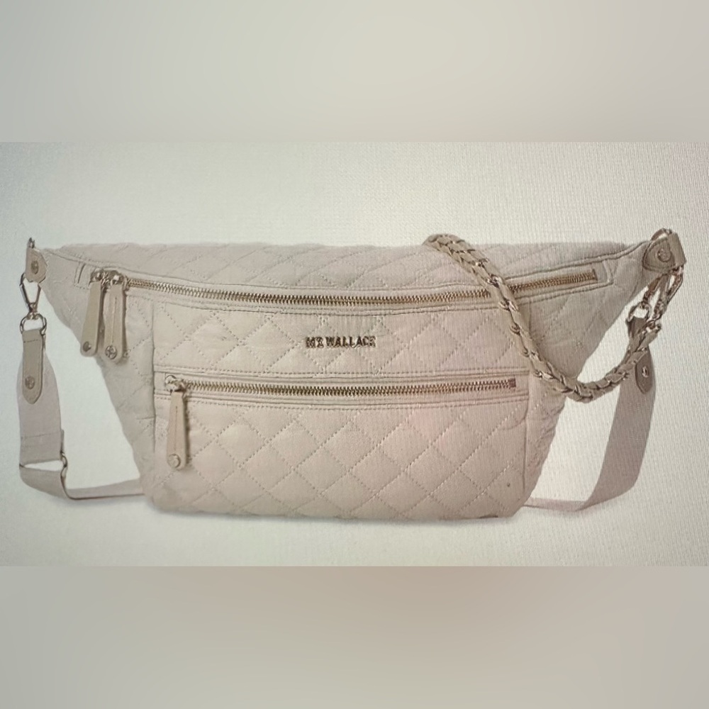 MZ Wallace Large Crossbody Sling Bag in Buff/Light Gold